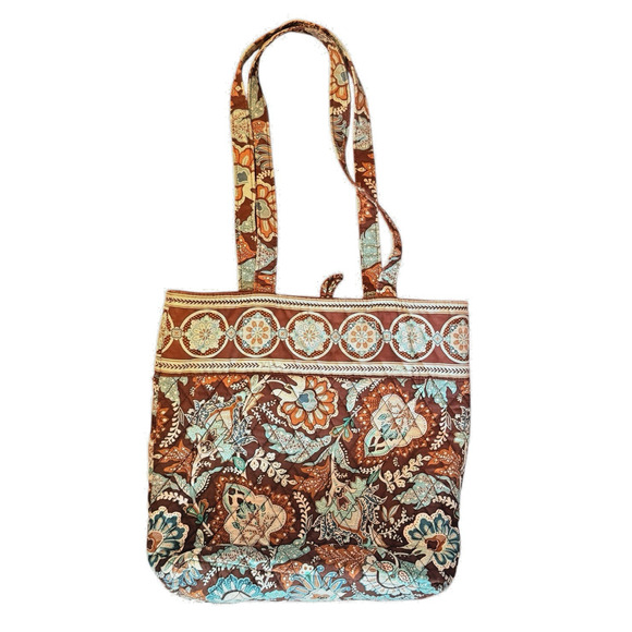 Vera Bradley Retired Java Blue‎ Small Tote/Shoulder Bag Preppy Classic - Picture 1 of 11